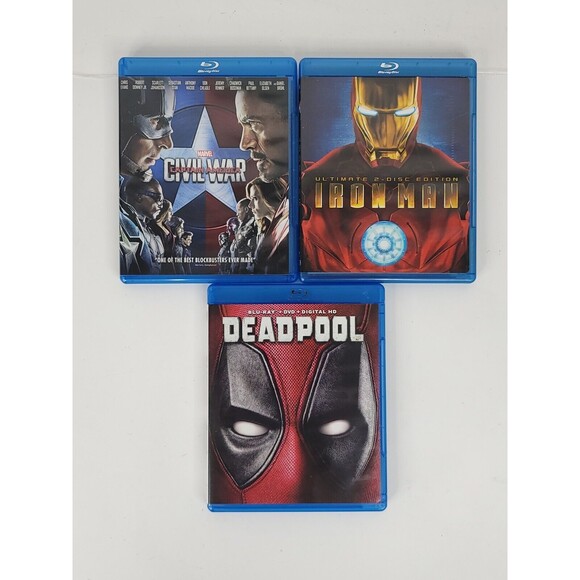 Ironman 2 Disc Edition Blu-Ray DVD Lot Deadpool Marvel Captain America Civil War - Picture 1 of 3